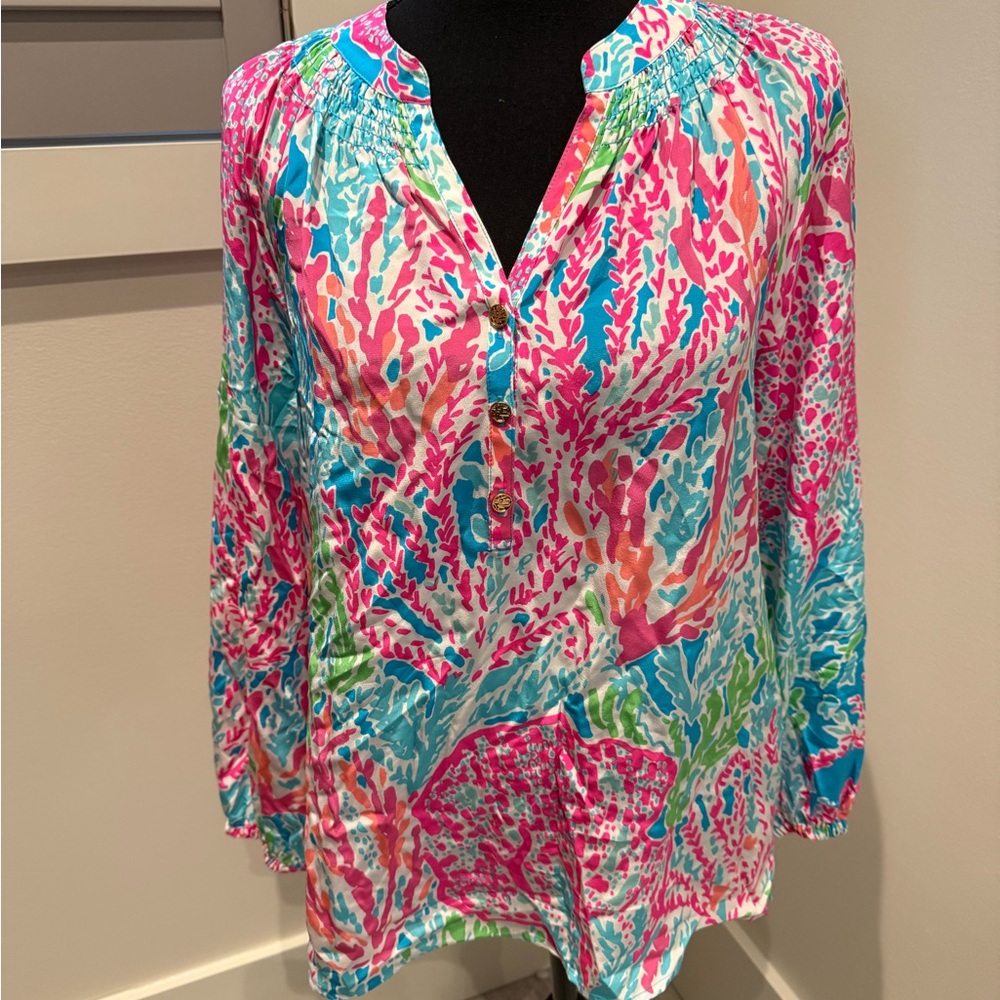 Lilly Pulitzer Elsa silk blouse, S, EUC
